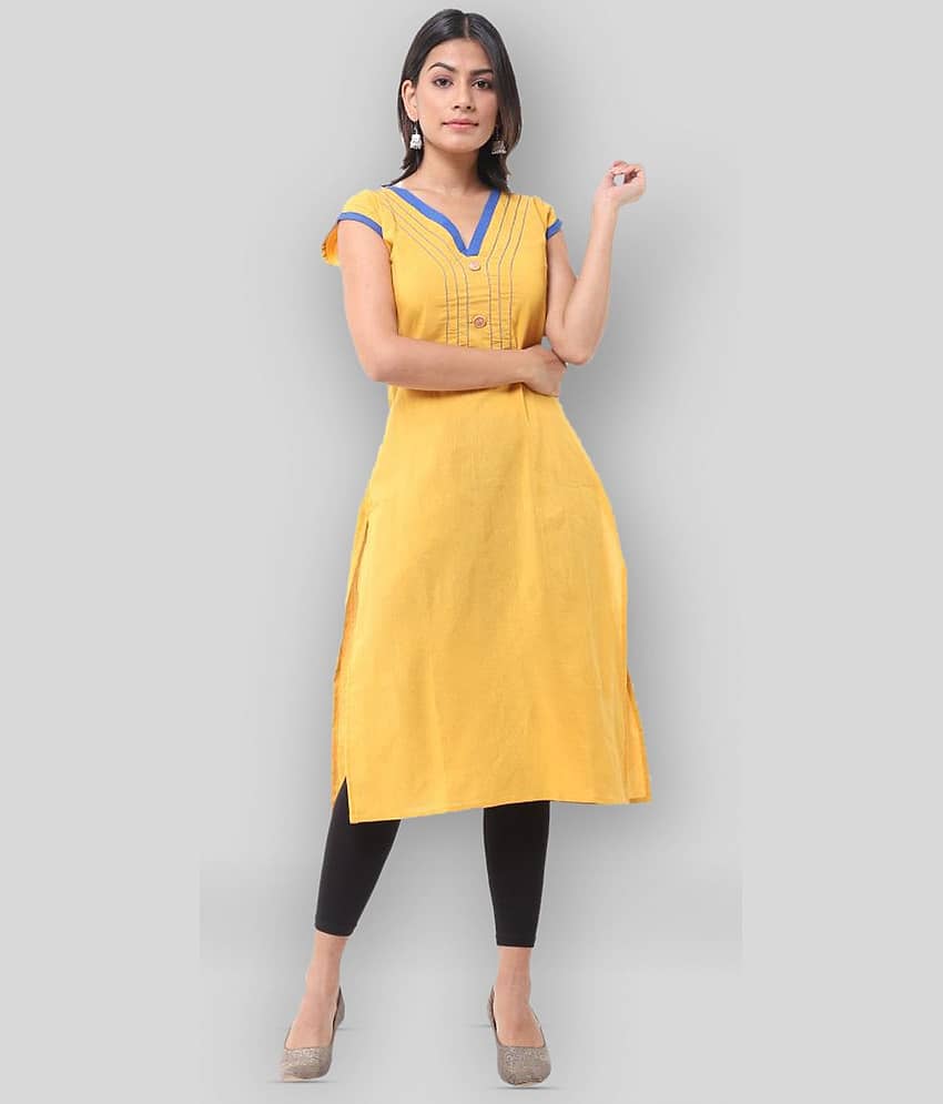 DESHBANDHU DBK - Yellow Cotton Women's Straight Kurti - Kurtis, Tunics | Buy online on ZillyBuy