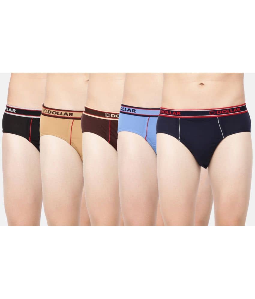 Dollar Bigboss Men's Pack of 5 Combed Cotton Solid Brief With Anti-Microbial Odour Control (Colour May Vary)