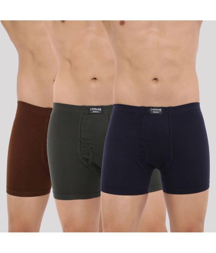 Dollar Bigboss Men's Pack of 3 Solid Combed Cotton Trunk With Plush-Backed Waistband (Colour May Vary) Dollar Bigboss Men's Pack of 3 Solid Combed Cotton Trunk With Plush-Backed Waistband (Colour May Vary)