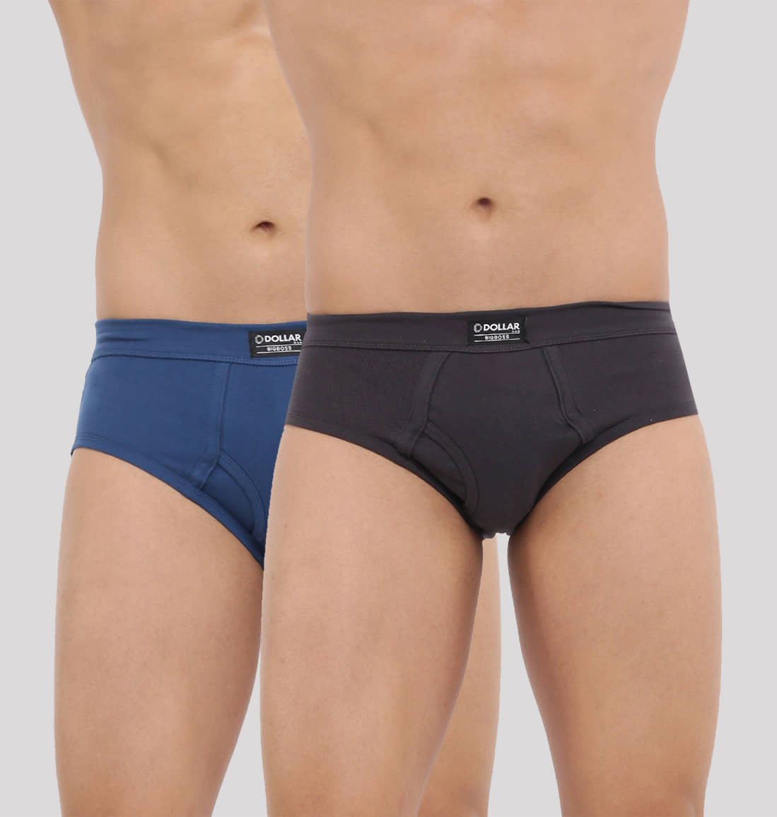 Dollar Bigboss Men's Pack of 2 Solid Cotton Brief With Spandex Integrated Waistband (Colour May Vary)