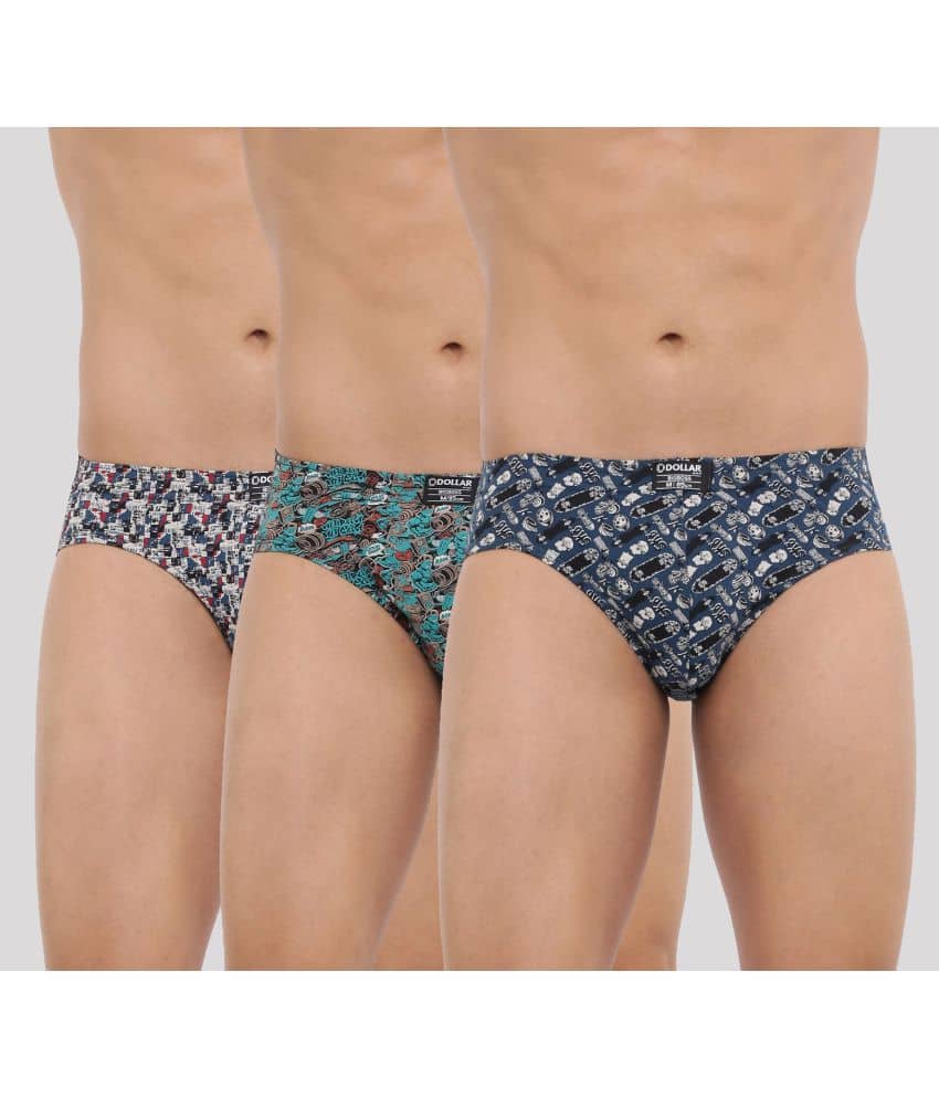 Dollar Bigboss Men's Pack of 4 Soft Combed Cotton Printed Brief (Colour May Vary)