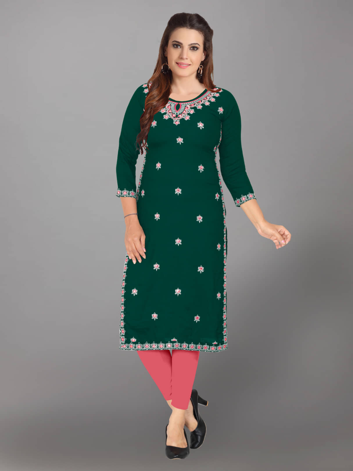 Kapadia - Green Rayon Women's Straight Kurti ( Pack of 1 ) - Kurtis, Tunics | Buy online on ZillyBuy
