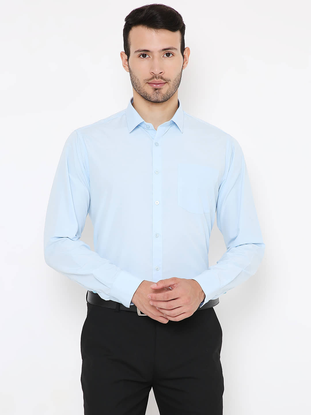 Maharaja - Blue Cotton Blend Slim Fit Men's Formal Shirt ( Pack of 1 )