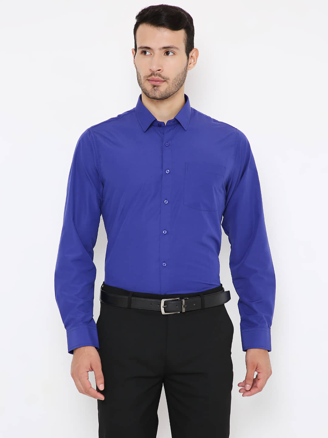 Maharaja - Blue Polyester Blend Slim Fit Men's Formal Shirt ( Pack of 1 )
