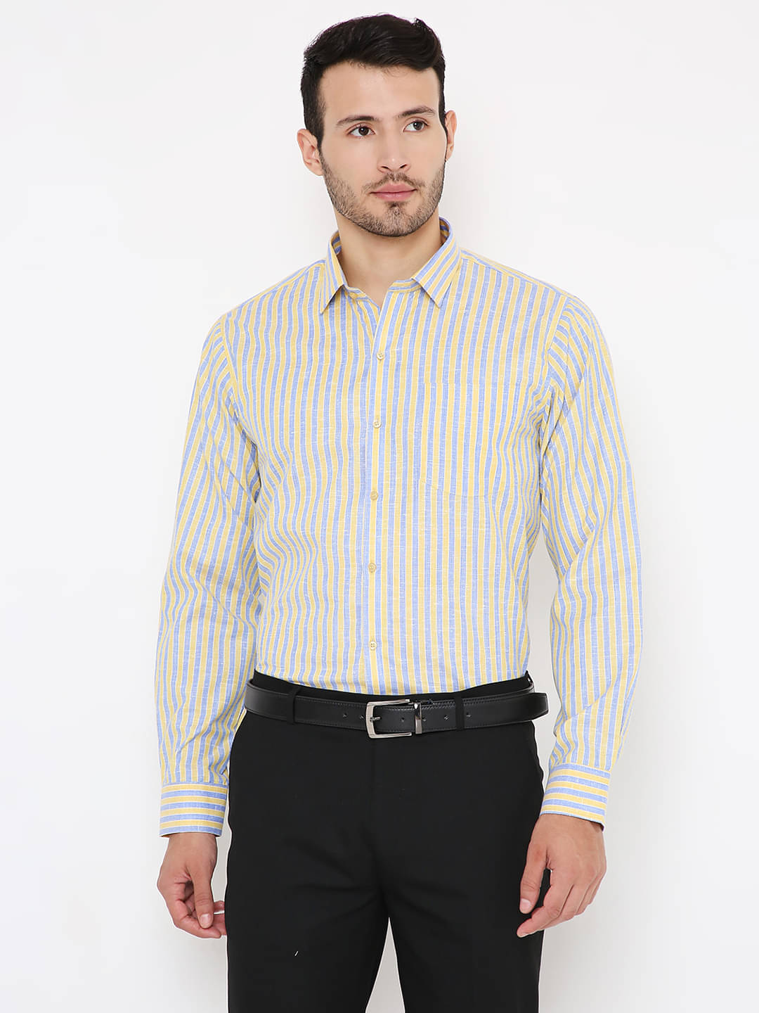     			Maharaja Polyester Slim Fit Full Sleeves Men's Formal Shirt - Yellow ( Pack of 1 )