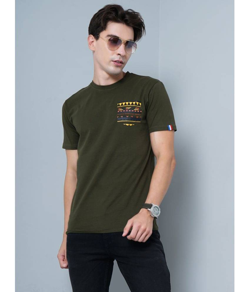 Paul Street Pack of 1 Cotton Slim Fit Men's T-Shirt ( Green )     			Paul Street Pack of 1 Cotton Slim Fit Men's T-Shirt ( Green )