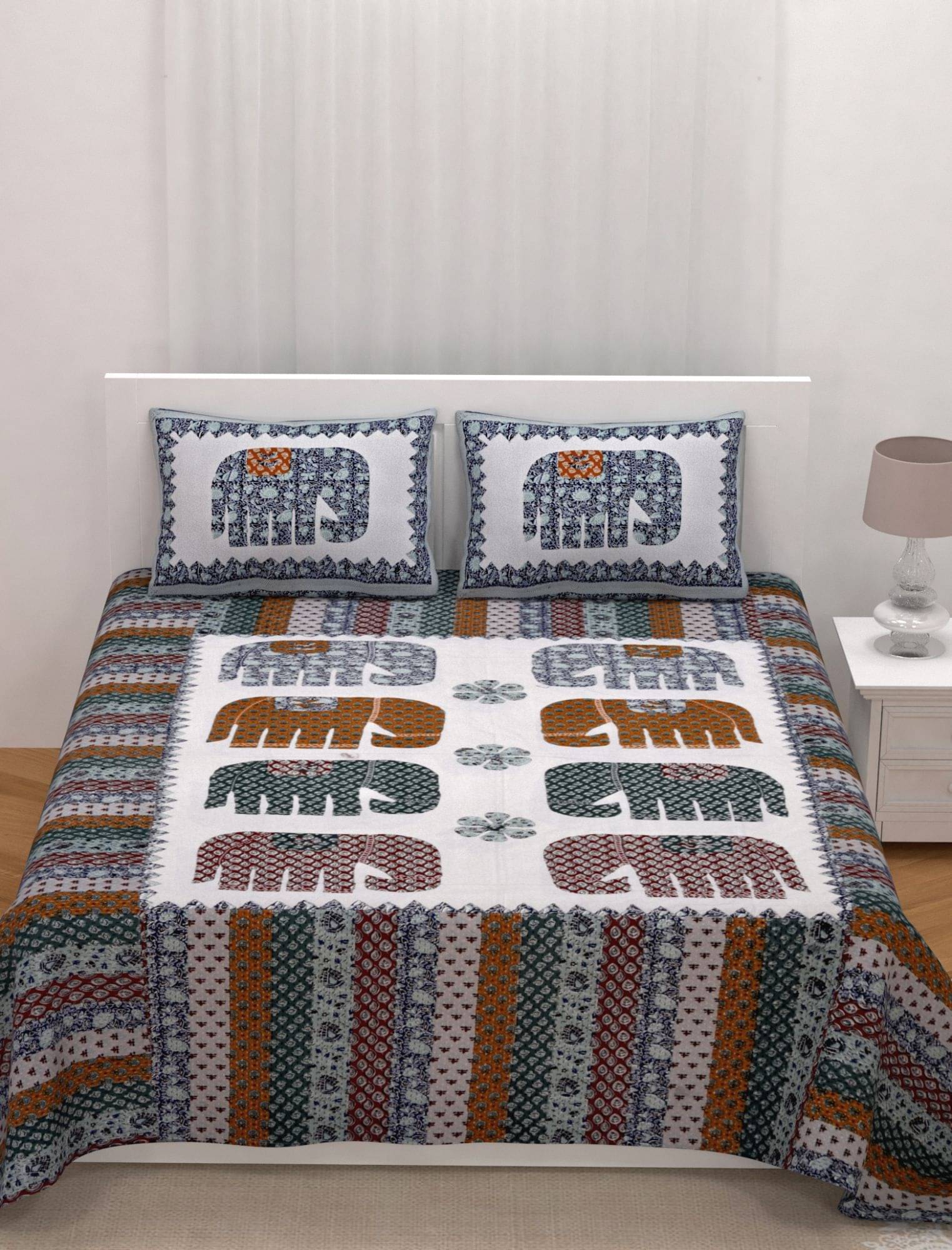     			Uniqchoice Cotton King Bedsheet ( Blue )