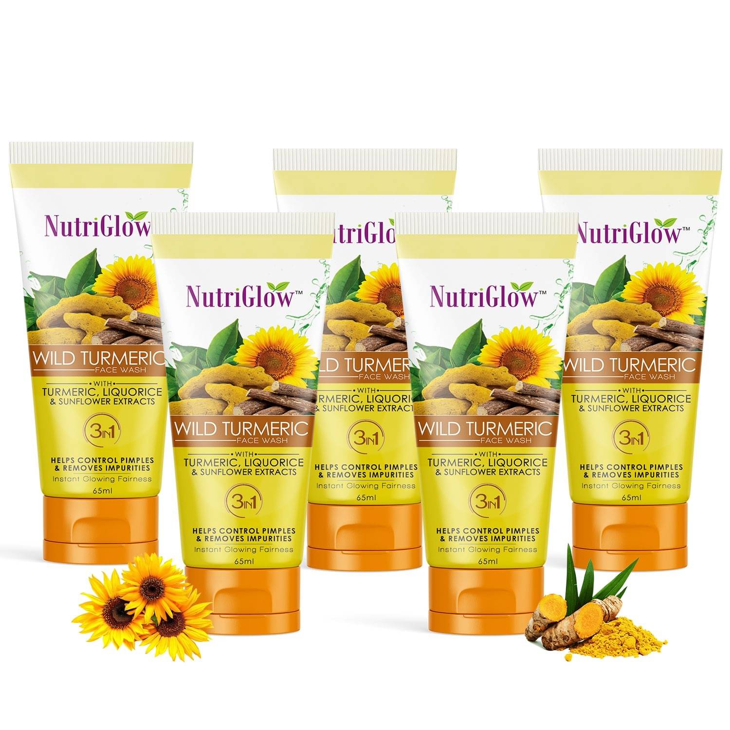     			Nutriglow Wild Turmeric Face Wash 65ml Each (Pack of 5)