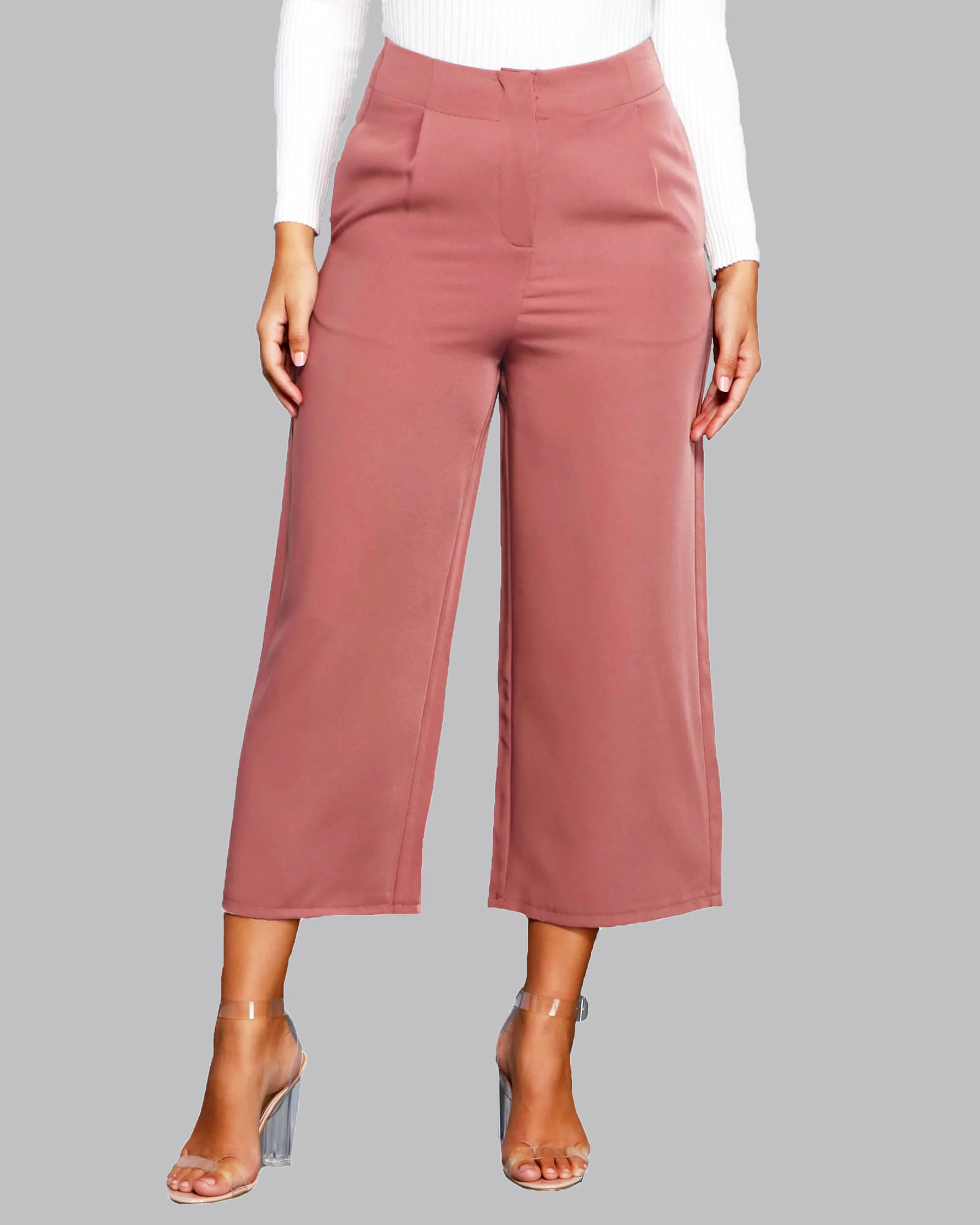     			Addyvero - Peach Cotton Blend Wide Leg Women's Casual Pants ( Pack of 1 )