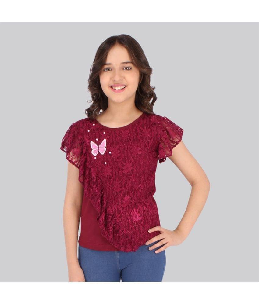    			Cutecumber Pack of 1 Girls Cotton Blend Top ( Maroon )
