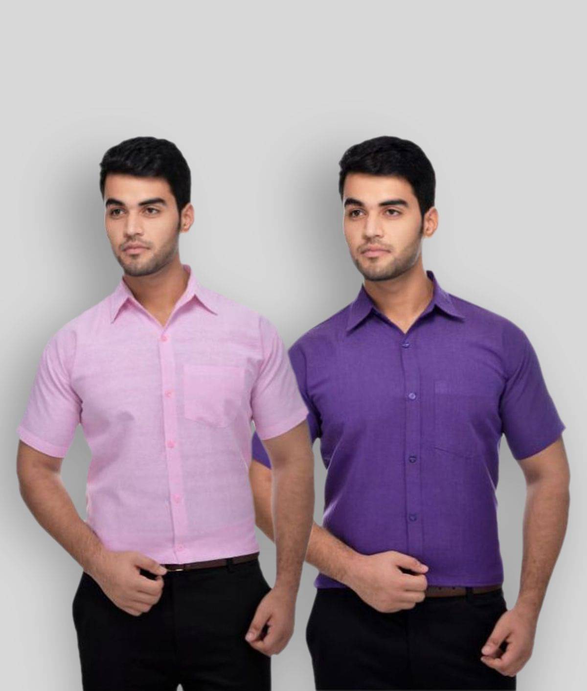     			DESHBANDHU DBK 100% Cotton Regular Fit Half Sleeves Men's Formal Shirt - Multicolor ( Pack of 2 )