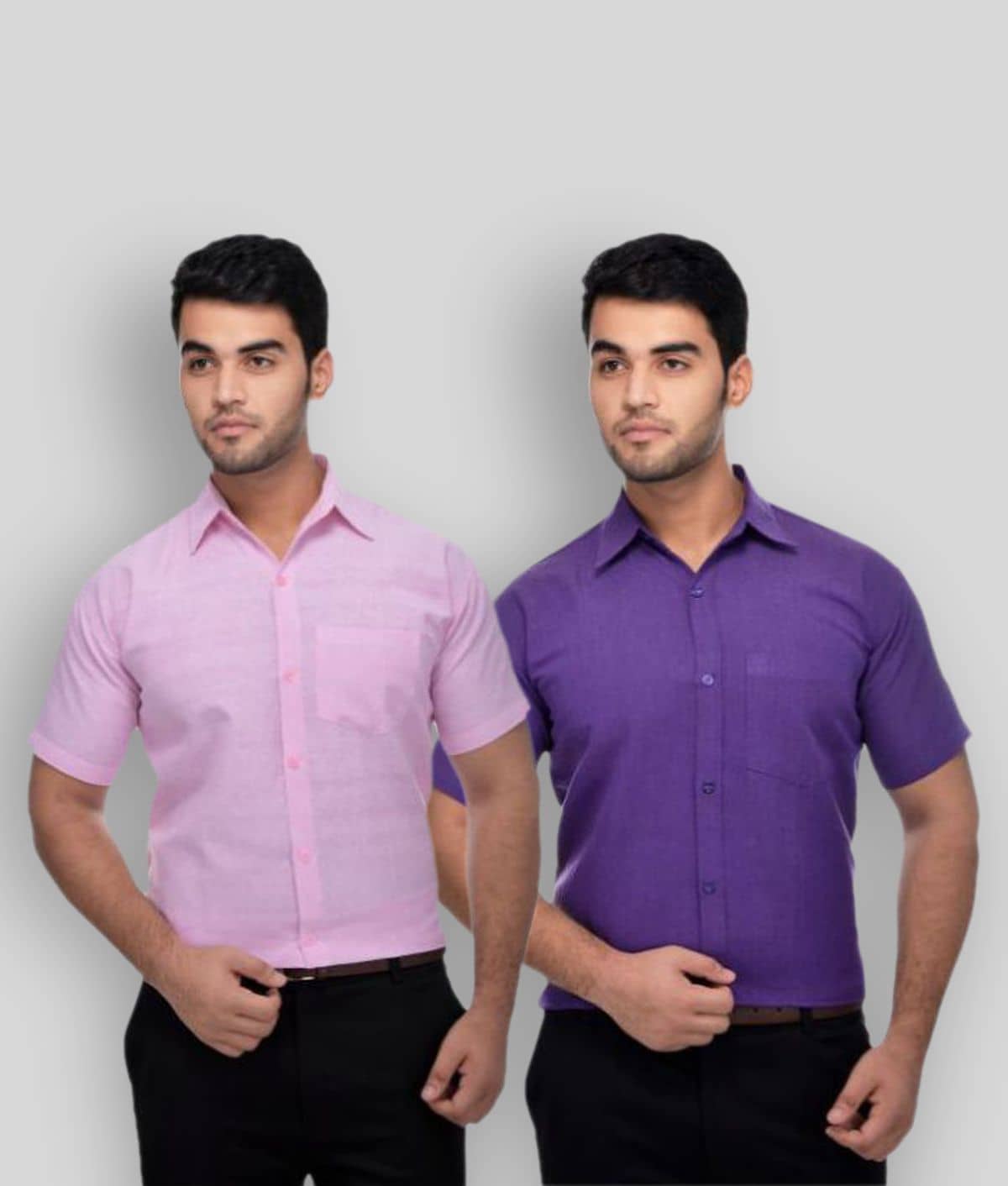 DESHBANDHU DBK 100% Cotton Regular Fit Half Sleeves Men's Formal Shirt - Multicolor ( Pack of 2 )