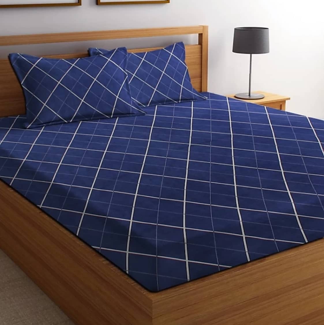 Homefab India Microfiber Double Bedsheet ( Blue )