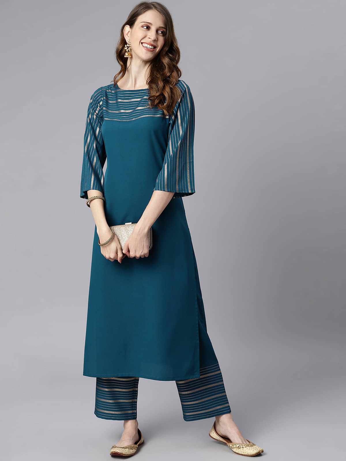 Janasya - Blue Straight Crepe Women's Stitched Salwar Suit ( Pack of 1 )