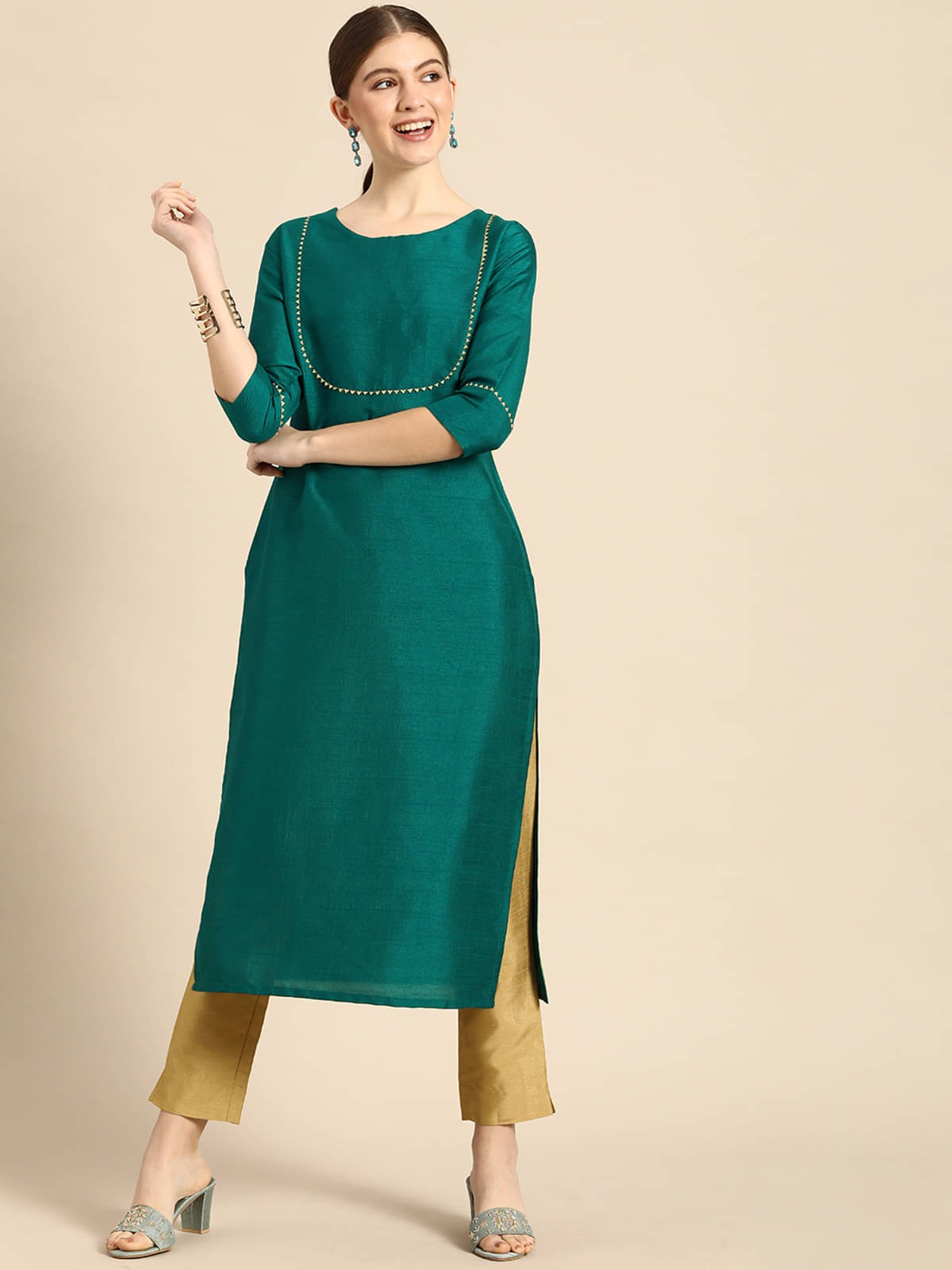 Janasya - Green Straight Silk Women's Stitched Salwar Suit ( Pack of 1 ) Janasya - Green Straight Silk Women's Stitched Salwar Suit ( Pack of 1 )