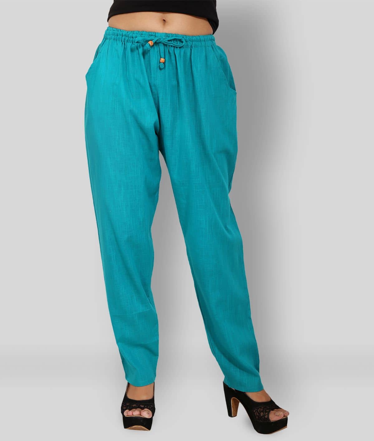 Lee Moda - Turquoise Cotton Regular Fit Women's Casual Pants  ( Pack of 1 ) - Trousers | Buy online on ZillyBuy