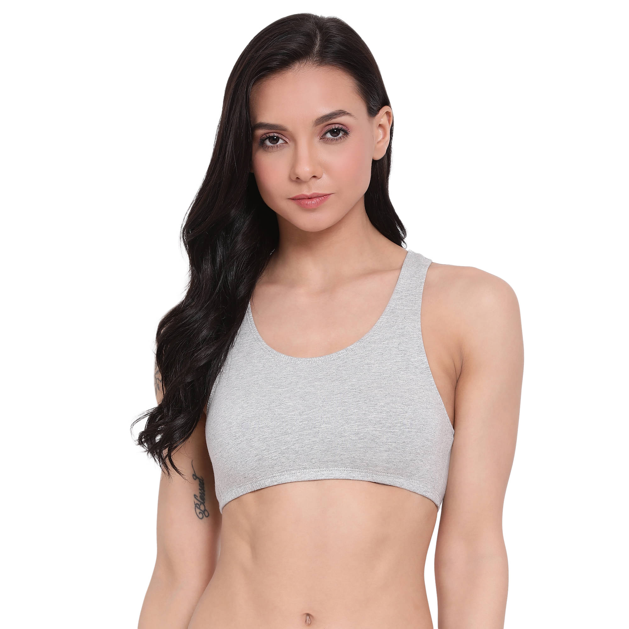     			Lux Lyra - Grey Cotton Non Padded Women's Sports Bra ( Pack of 1 )