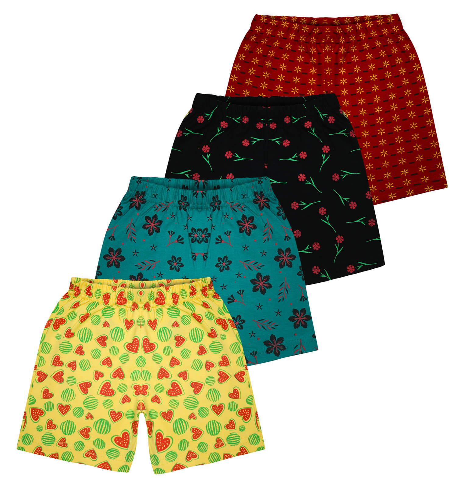 MIST N FOGG Pack of 4 Girls Cotton Bermudas ( Multicolor ) - Shorts | Buy online on ZillyBuy