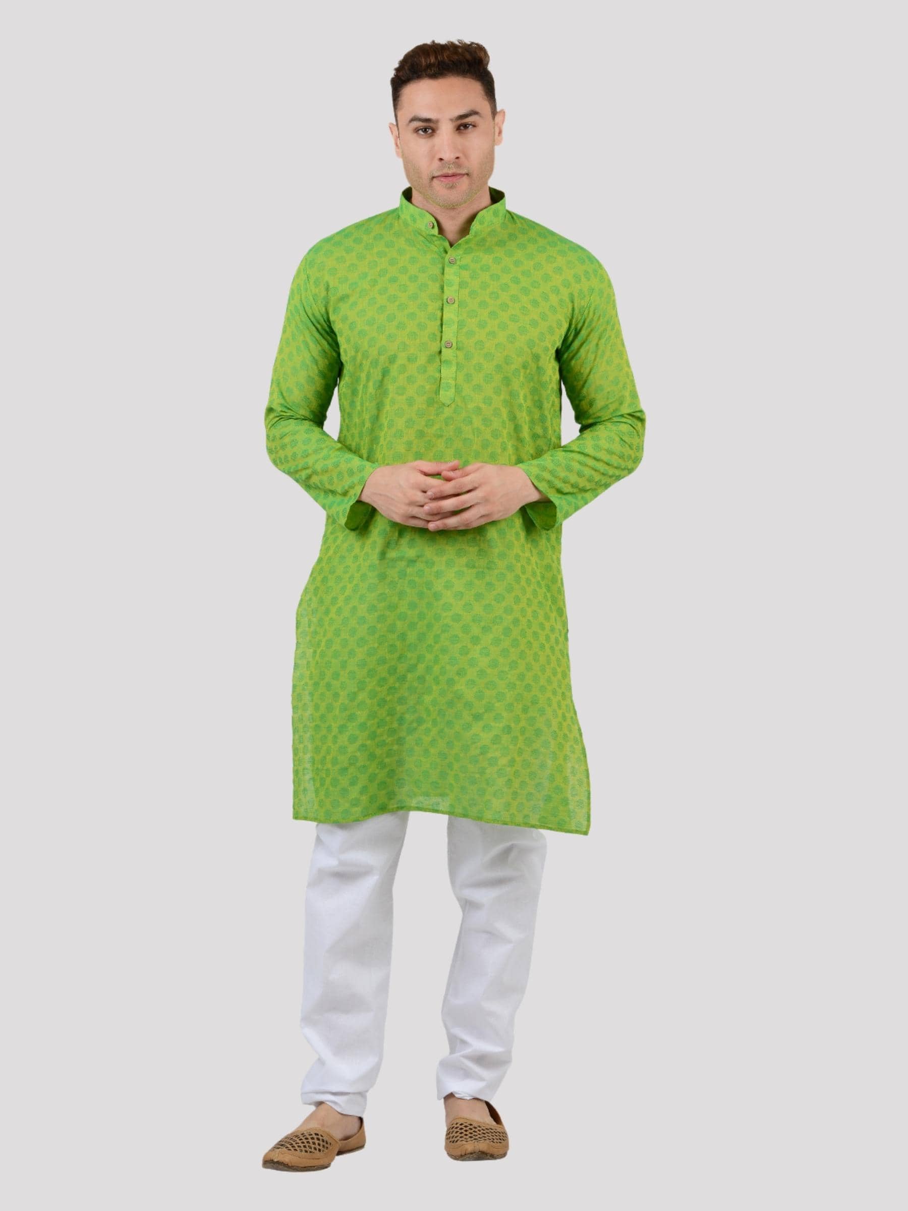 Maharaja - Green Cotton Regular Fit Men's Kurta Pyjama Set ( Pack of 1 ) - Kurtas & Kurta Sets | Buy online on ZillyBuy
