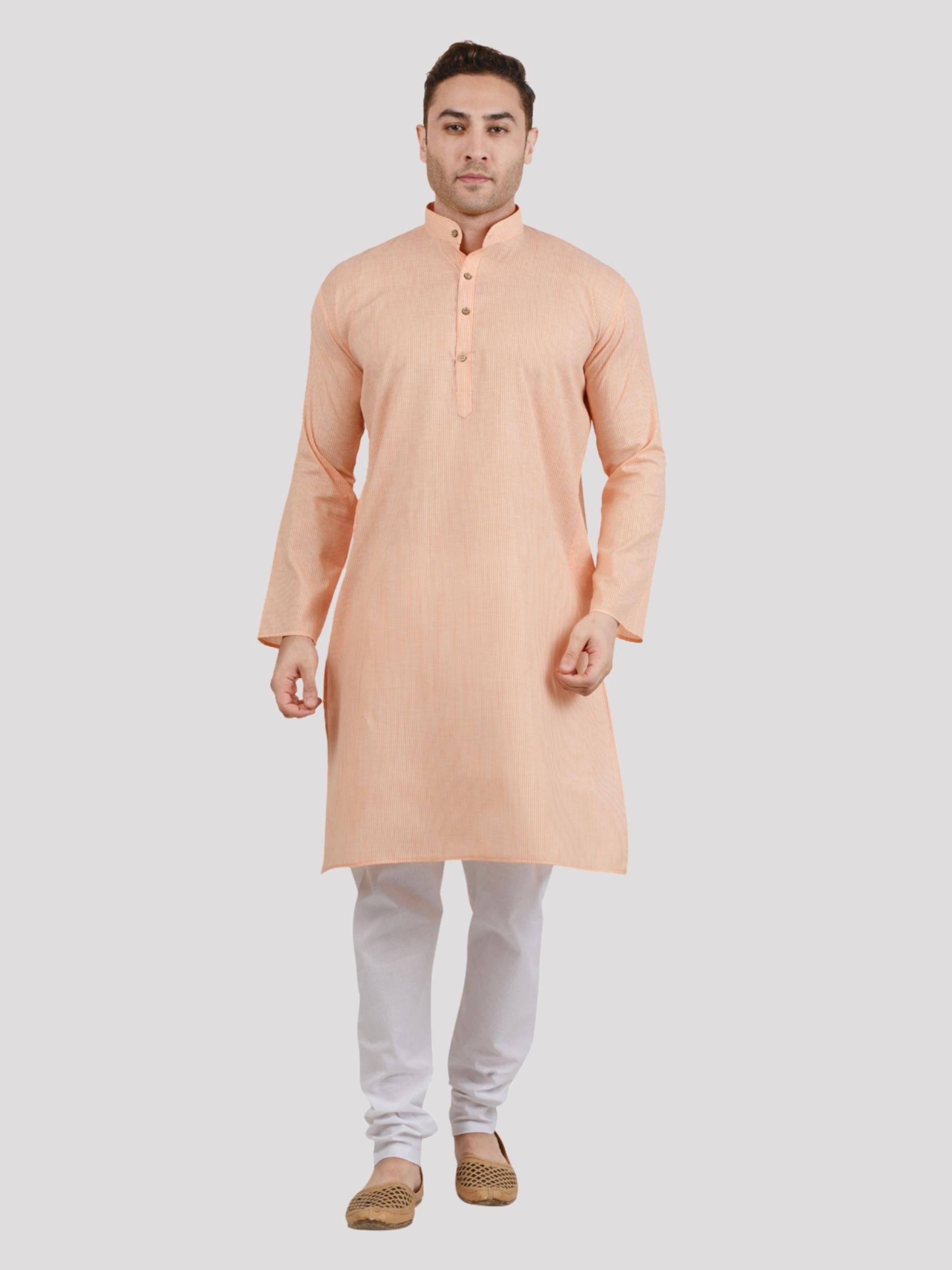     			Maharaja - Orange Blended Fabric Regular Fit Men's Kurta Pyjama Set ( Pack of 1 )
