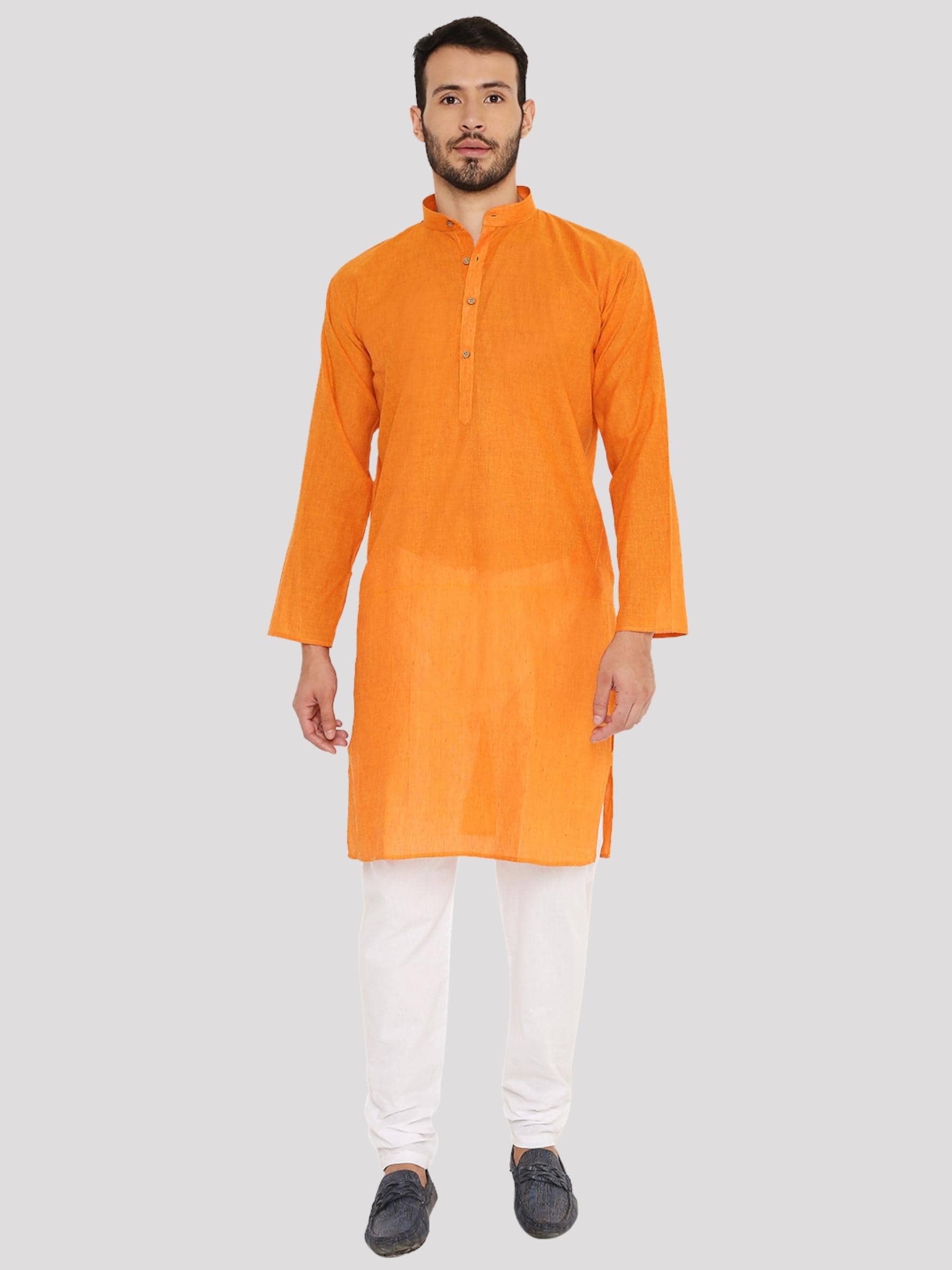 Maharaja - Orange Cotton Regular Fit Men's Kurta Pyjama Set ( Pack of 1 ) - Kurtas & Kurta Sets | Buy online on ZillyBuy