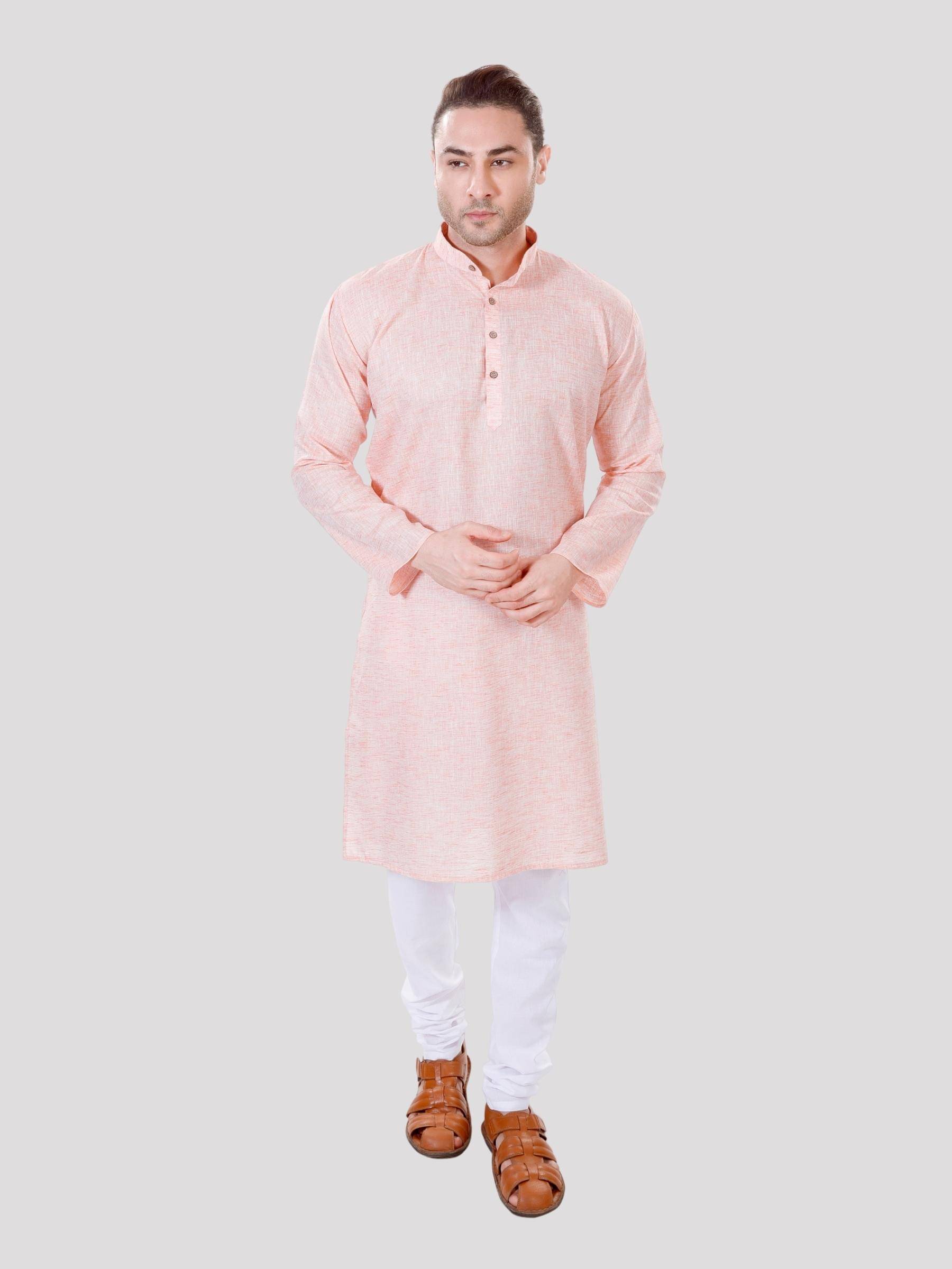     			Maharaja - Orange Linen Regular Fit Men's Kurta Pyjama Set ( Pack of 1 )