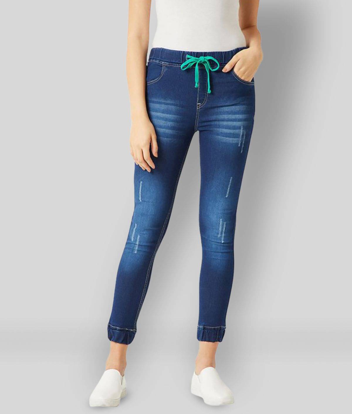     			Miss Chase - Blue Denim Straight Fit Women's Joggers  ( Pack of 1 )