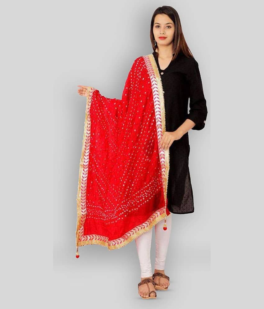Raj Red Art Silk Bandhej Dupatta - Dupattas & Shawls | Buy online on ZillyBuy