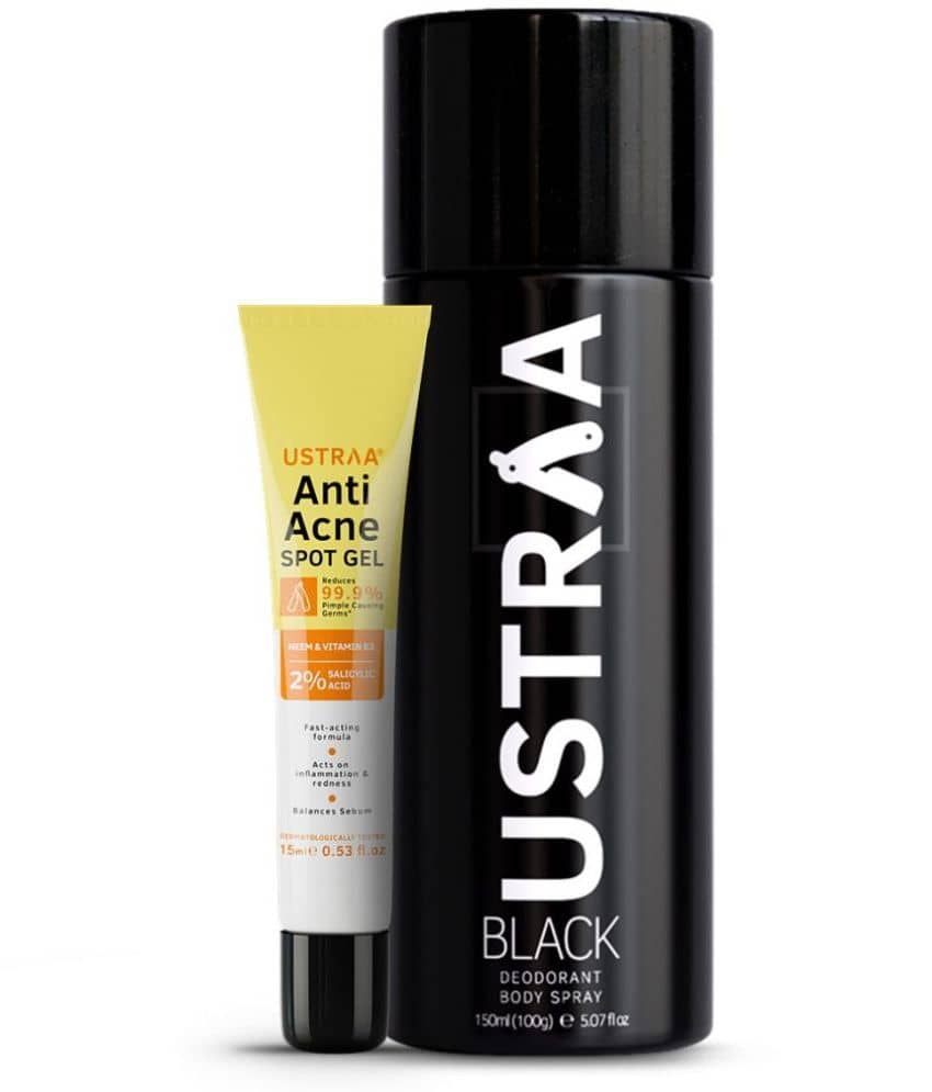 Ustraa Anti Acne Spot Gel - 15ml & BLACK Deodorant Body Spray - 150ml