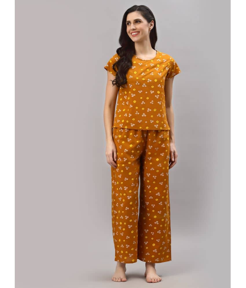 Yash Gallery - Mustard Cotton Women's Nightwear Regular Night Dress ( Pack of 1 ) - Nightwear & Loungewear | Buy online on ZillyBuy