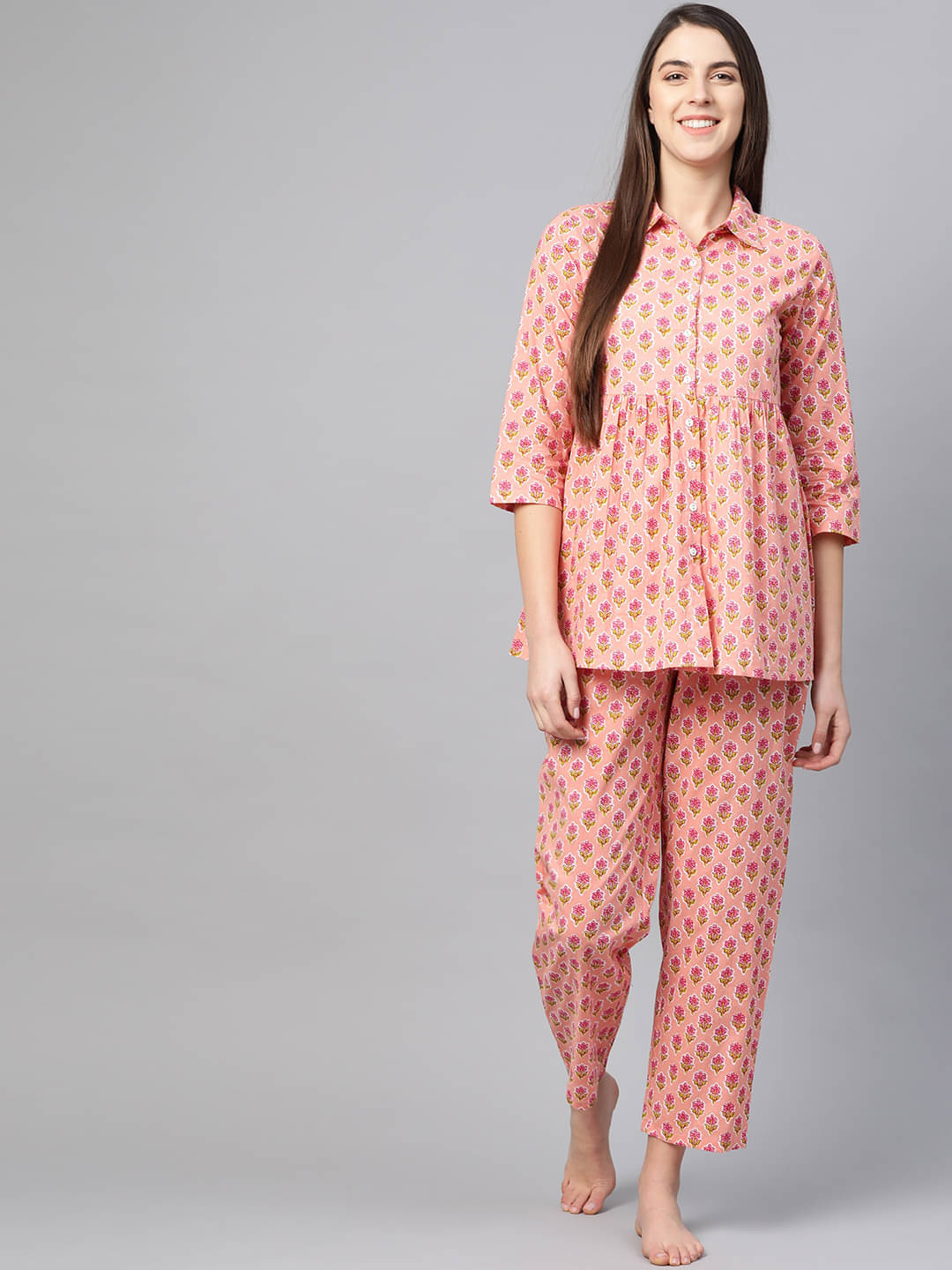     			Yash Gallery - Pink Cotton Women's Nightwear Nightsuit Sets ( Pack of 1 )