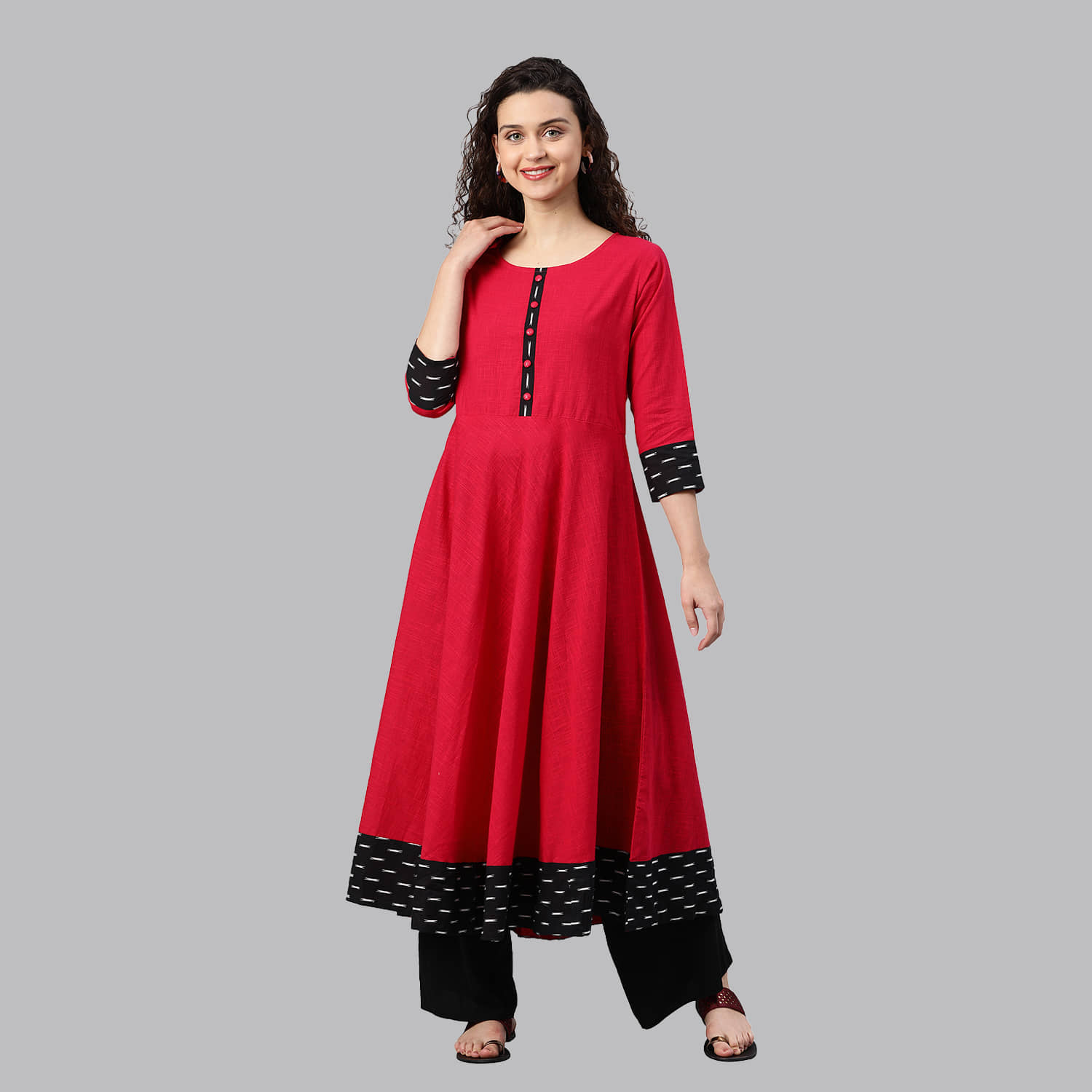 Yash Gallery - Pink Cotton Women's Flared Kurti ( Pack of 1 ) - Kurtis, Tunics | Buy online on ZillyBuy