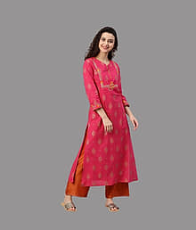 Yash Gallery - Pink Cotton Women's Straight Kurti ( Pack of 1 )