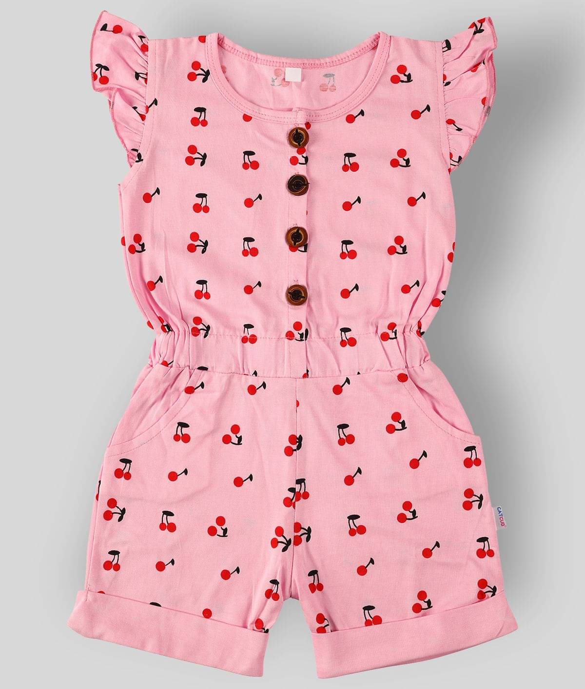     			CATCUB Girls Cotton Jumpsuit ( Pack of 1 , Pink )