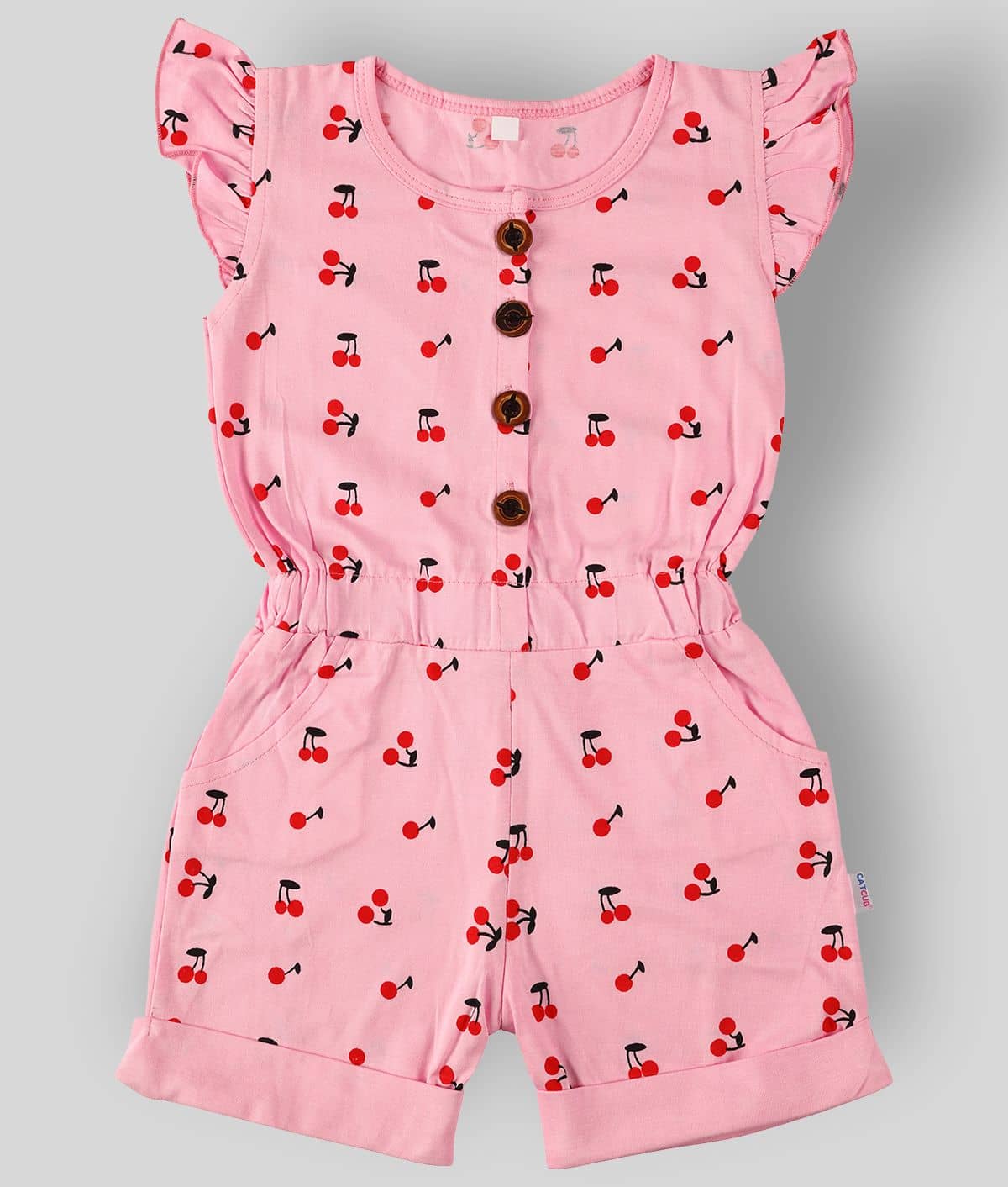 CATCUB Girls Cotton Jumpsuit ( Pack of 1 , Pink )