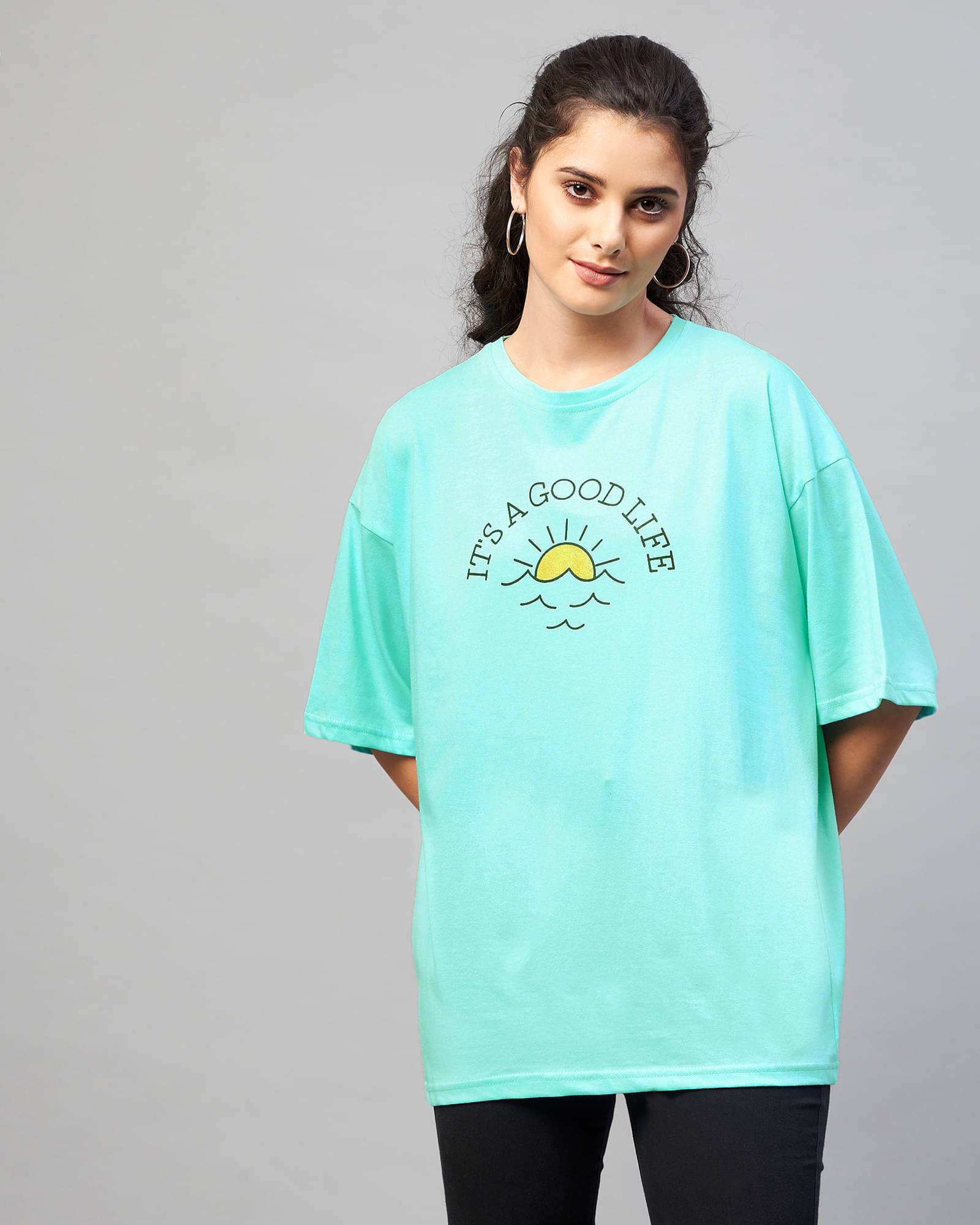 Chimpaaanzee Women Cotton Printed Regular Fit Round Neck T-Shirt ( Blue ) Chimpaaanzee Women Cotton Printed Regular Fit Round Neck T-Shirt ( Blue )