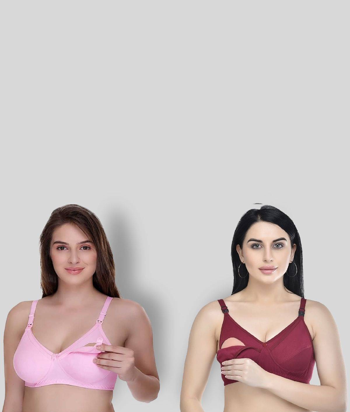 Desiprime - Multicolor 100% Cotton Solid Women's Maternity Bra ( Pack of 2 ) Desiprime - Multicolor 100% Cotton Solid Women's Maternity Bra ( Pack of 2 )