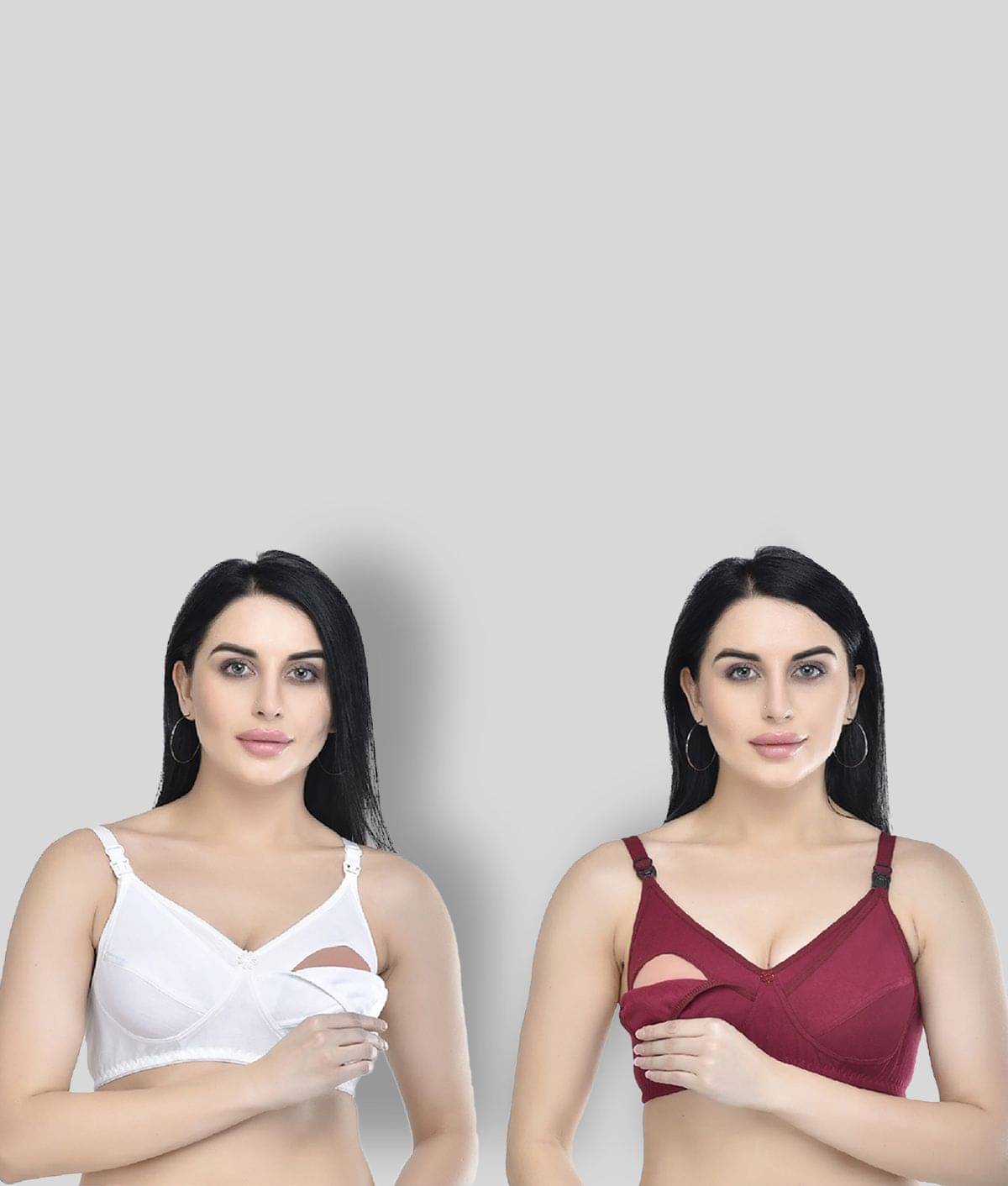 Desiprime - Multicolor 100% Cotton Solid Women's Maternity Bra ( Pack of 2 ) Desiprime - Multicolor 100% Cotton Solid Women's Maternity Bra ( Pack of 2 )
