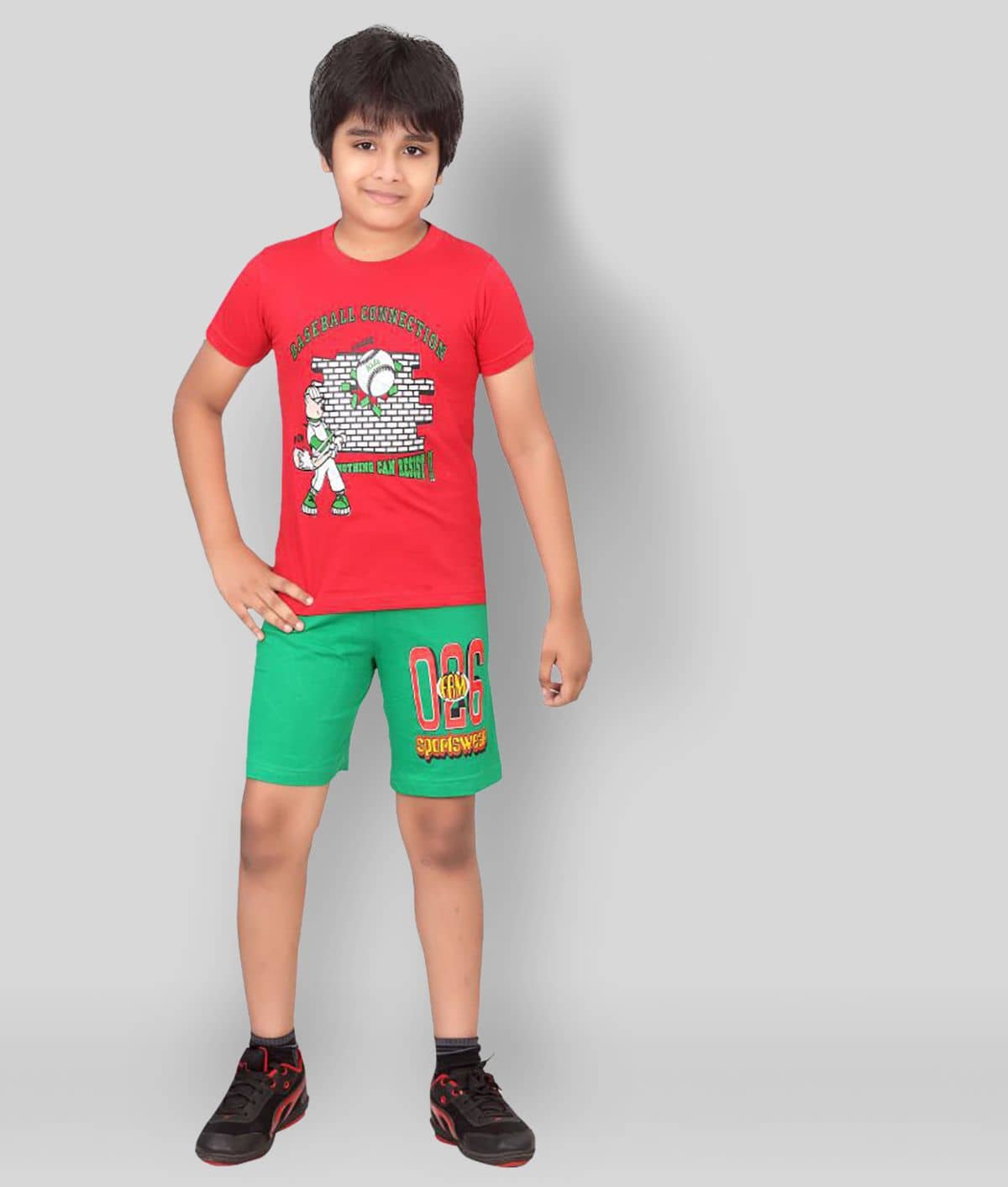Dongli Pack of 2 Boys Cotton T-Shirt & Shorts Set ( Multi )