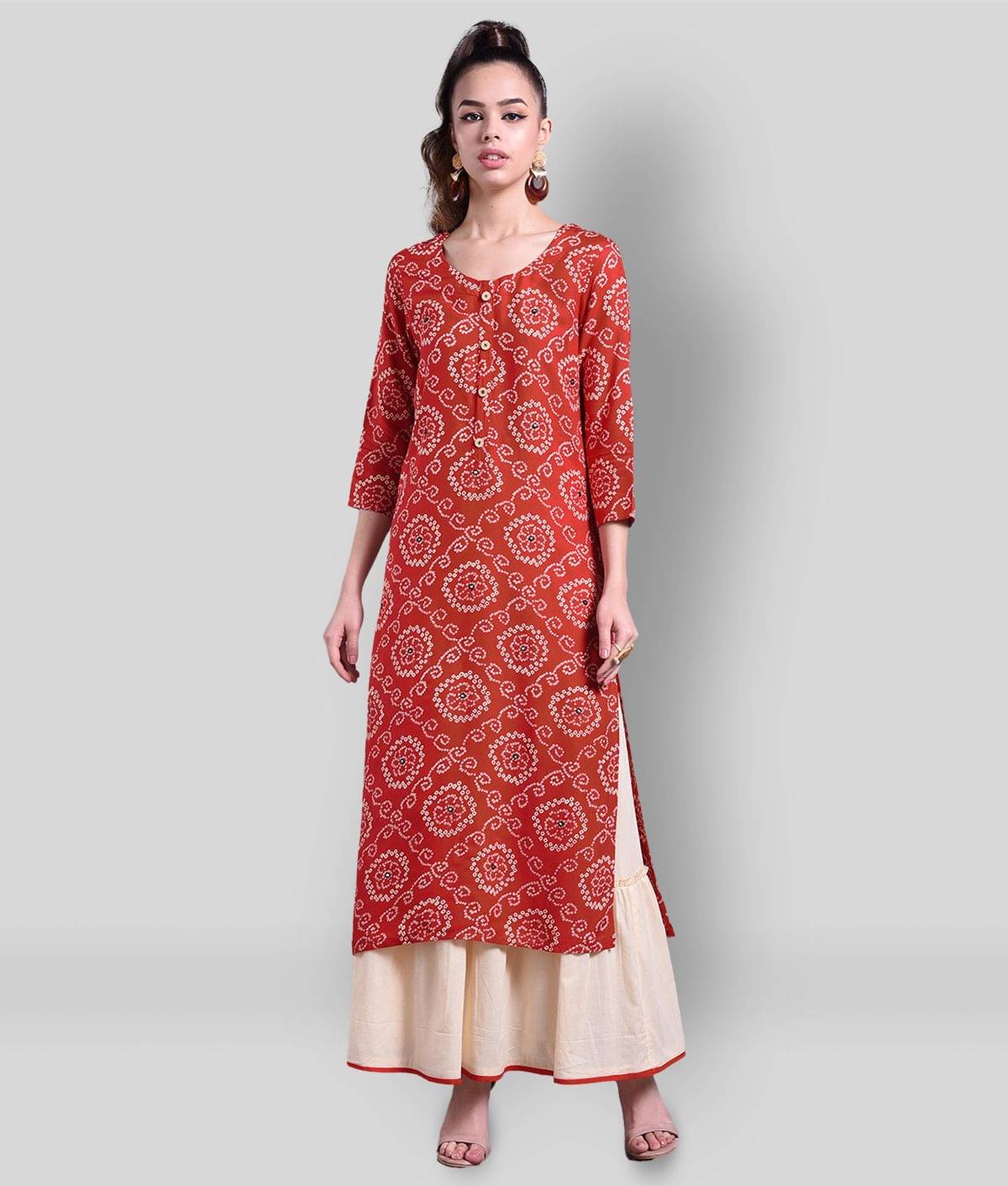 Doriya - Red Rayon Women's Stitched Salwar Suit ( Pack of 1 )     			Doriya - Red Rayon Women's Stitched Salwar Suit ( Pack of 1 )