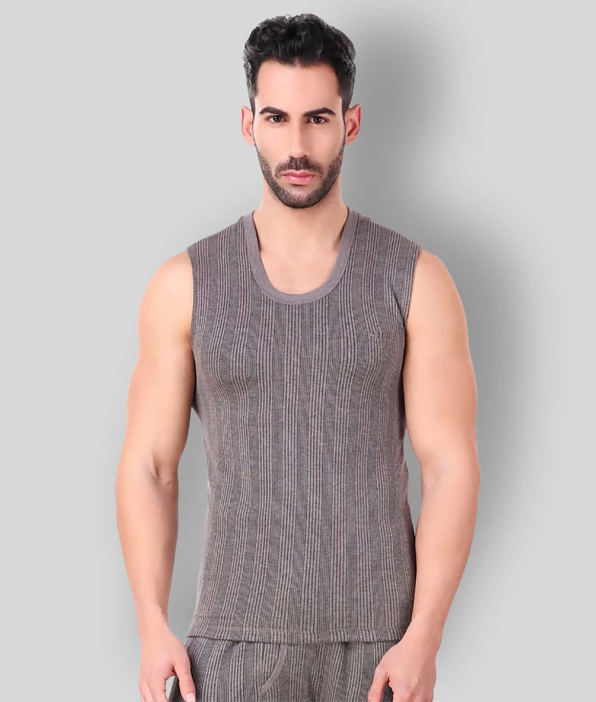 Hap Kings Pack of 1 Cotton Blend Thermal Tops For Men's ( Grey )