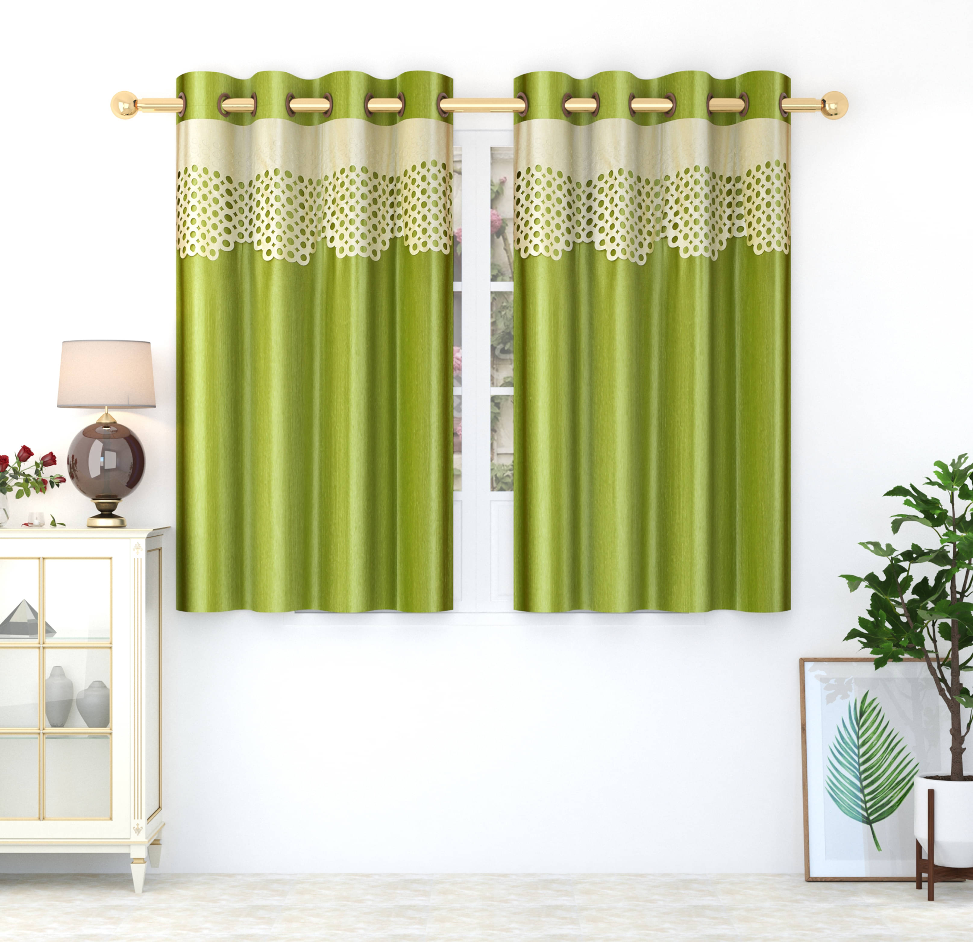 Homefab India Solid Blackout Eyelet Window Curtain 5ft (Pack of 2) - Green Homefab India Solid Blackout Eyelet Window Curtain 5ft (Pack of 2) - Green