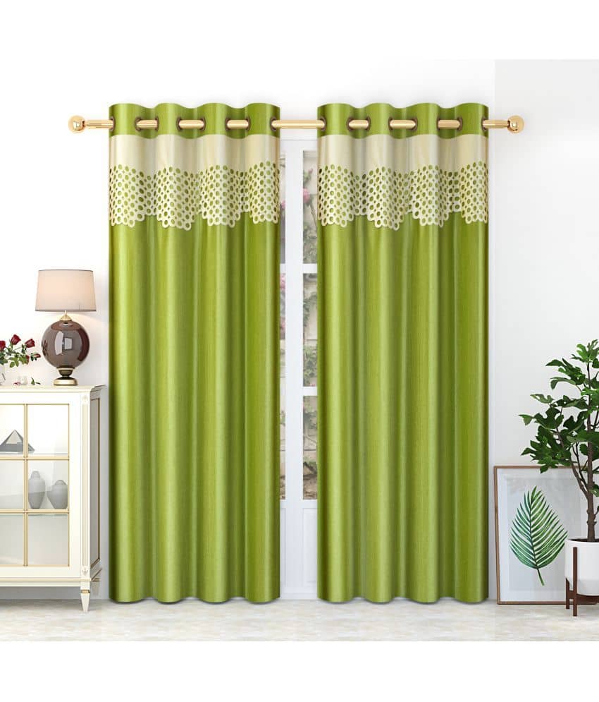Homefab India Solid Blackout Eyelet Window Curtain 5ft (Pack of 2) - Green