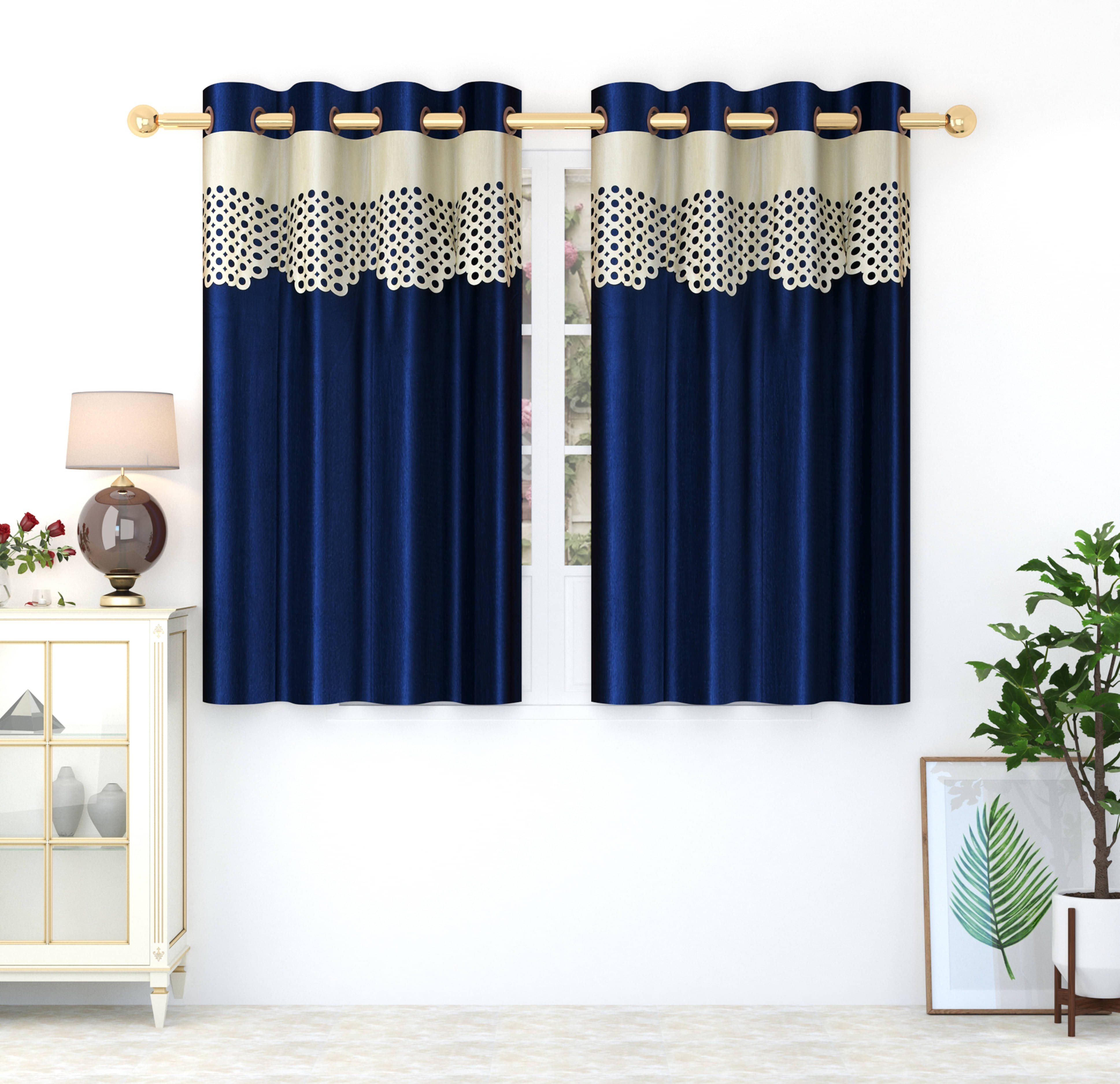 Homefab India Solid Blackout Eyelet Window Curtain 5ft (Pack of 2) - Navy Blue Homefab India Solid Blackout Eyelet Window Curtain 5ft (Pack of 2) - Navy Blue