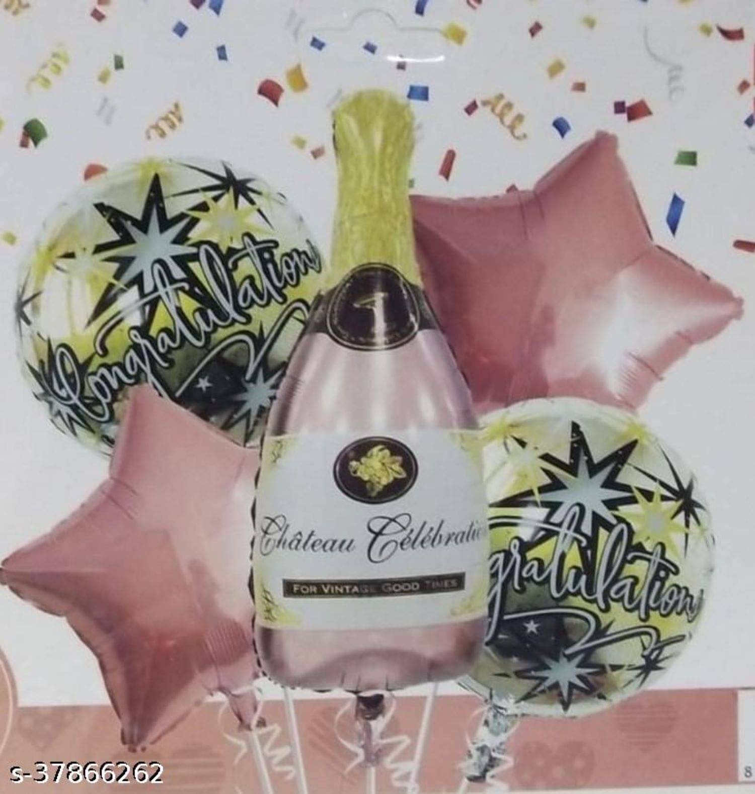     			Kiran Enterprises Happy Birthday Rosegold Bottle Foil Balloons Set of 5 Pcs