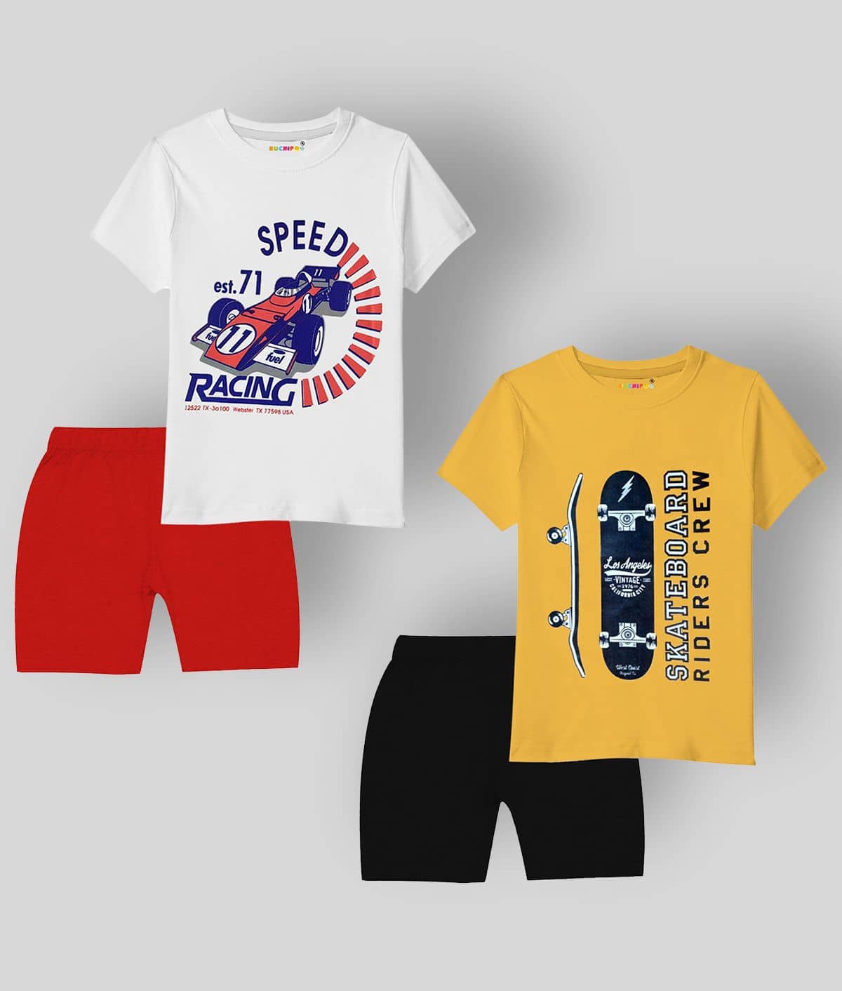 Kuchipoo Pack of 2 Boys Cotton Blend T-Shirt & Shorts Set ( Multi )