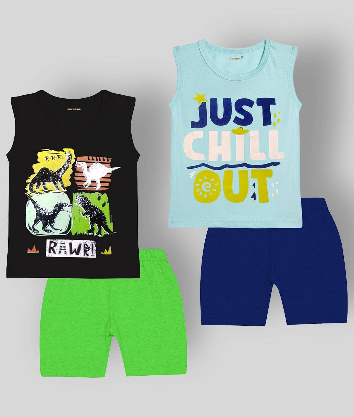     			Kuchipoo Pack of 2 Boys Cotton Blend T-Shirt & Shorts Set ( Multi )