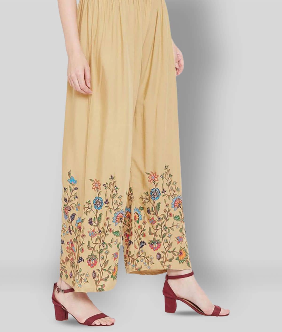 PIHUINDUSTRIES - Beige Rayon Straight Women's Palazzos ( Pack of 1 )