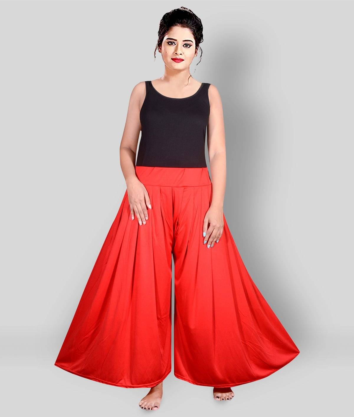 PURSA - Red Satin Wide leg Women's Palazzos ( Pack of 1 ) PURSA - Red Satin Wide leg Women's Palazzos ( Pack of 1 )
