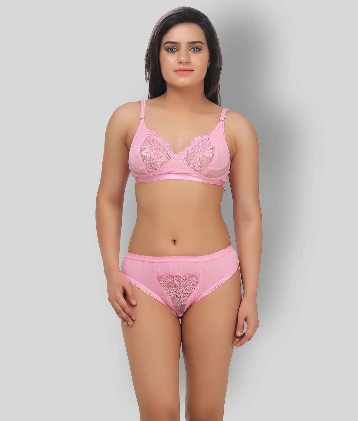 TCG - Pink Lace Embroidered Women's Maternity Bra & Panty Set ( Pack of 1 )